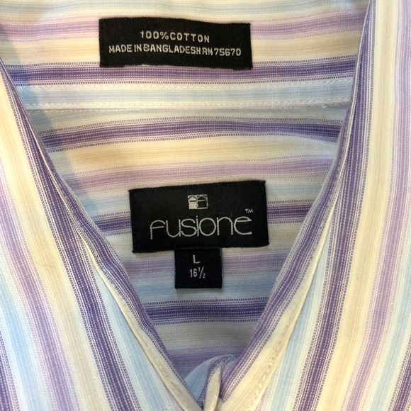 Fusione Purlple Strip Dress Shirt - Picture 11 of 16